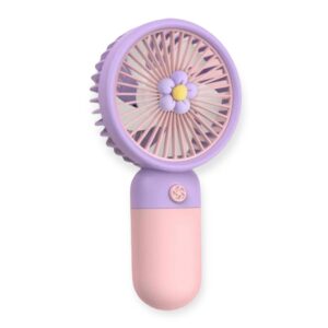 a purple and pink handheld fan